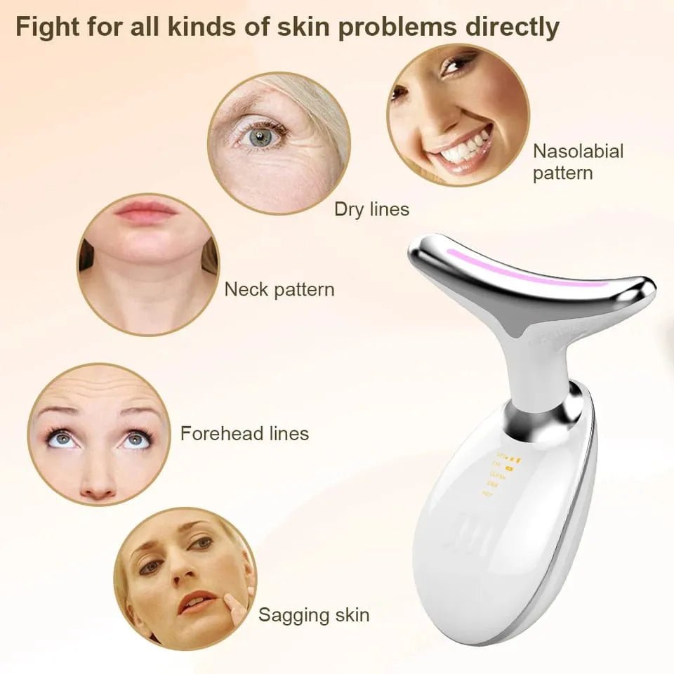 3 - in - 1 Facial & Neck Beauty Device – EMS Lifting, LED Therapy & Double Chin Treatment - Saadiq.pk