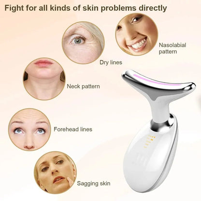3 - in - 1 Facial & Neck Beauty Device – EMS Lifting, LED Therapy & Double Chin Treatment - Saadiq.pk