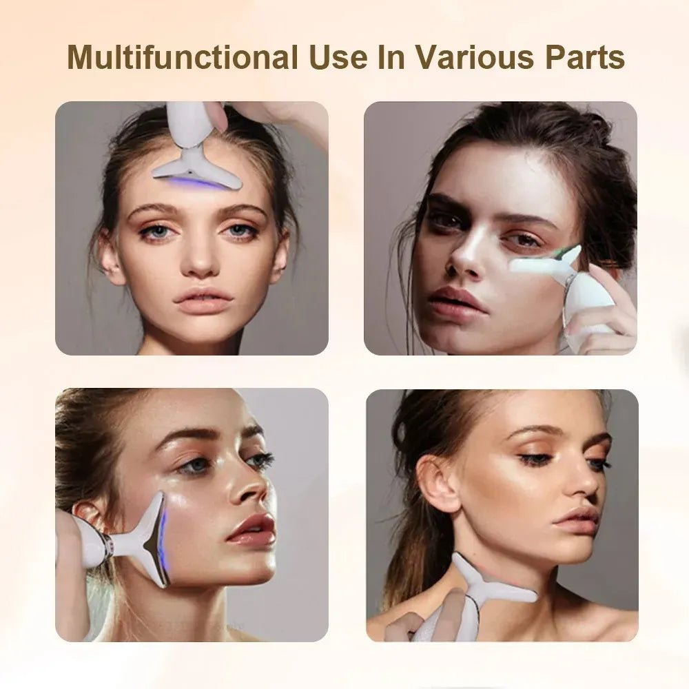 3 - in - 1 Facial & Neck Beauty Device – EMS Lifting, LED Therapy & Double Chin Treatment - Saadiq.pk