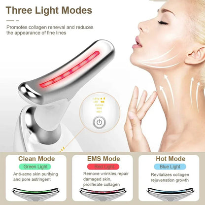 3 - in - 1 Facial & Neck Beauty Device – EMS Lifting, LED Therapy & Double Chin Treatment - Saadiq.pk