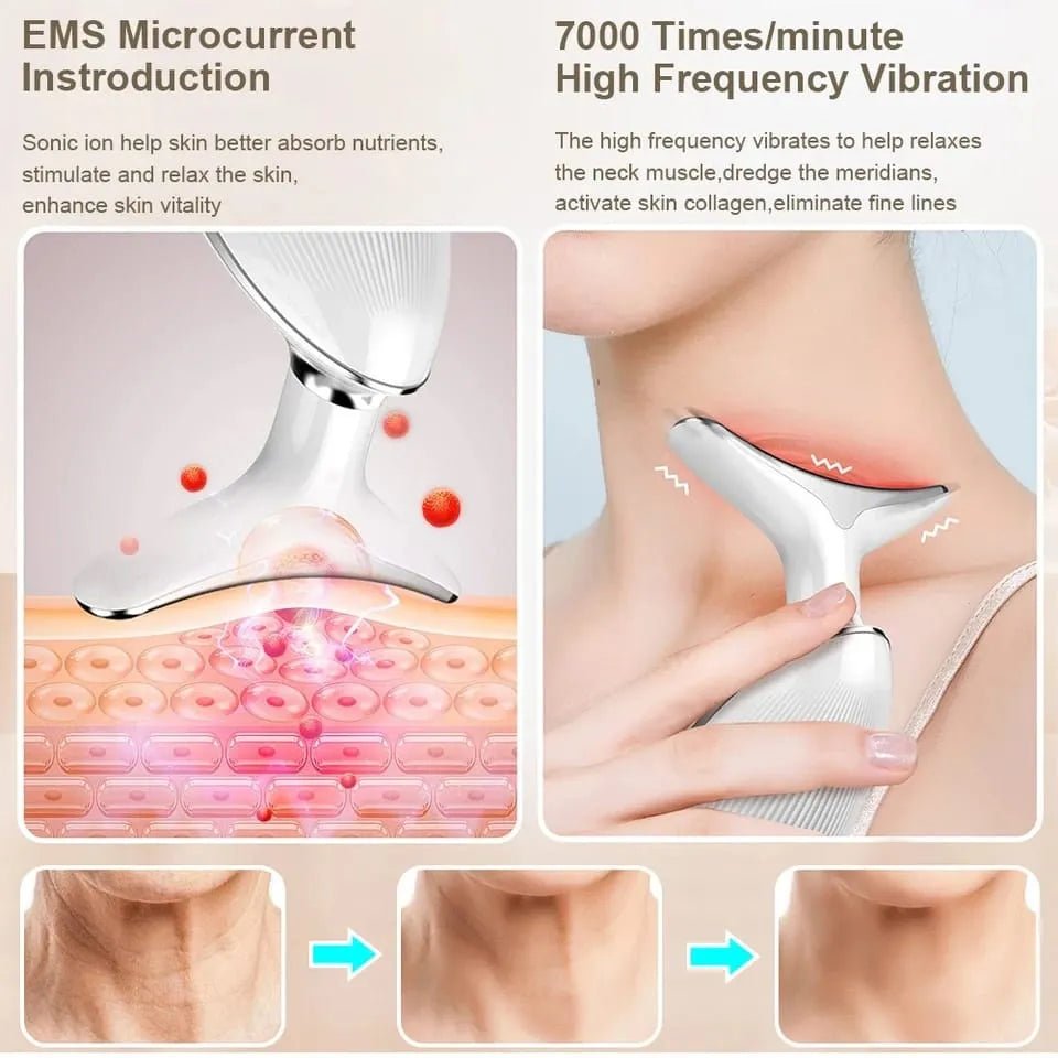 3 - in - 1 Facial & Neck Beauty Device – EMS Lifting, LED Therapy & Double Chin Treatment - Saadiq.pk
