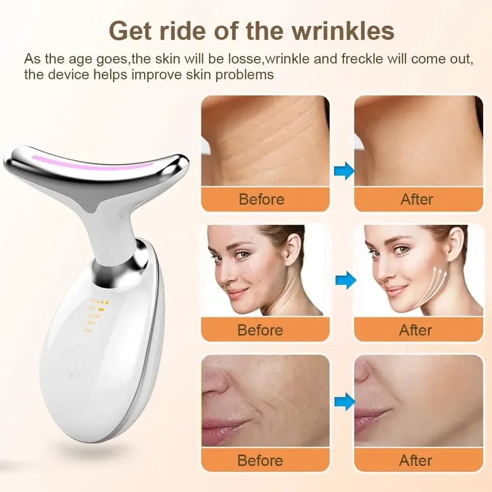3 - in - 1 Facial & Neck Beauty Device – EMS Lifting, LED Therapy & Double Chin Treatment - Saadiq.pk