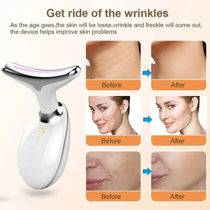 3 - in - 1 Facial & Neck Beauty Device – EMS Lifting, LED Therapy & Double Chin Treatment - Saadiq.pk