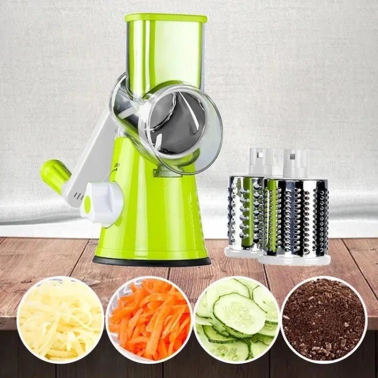 3 in 1 Vegetable Cutter – Multifunctional Rotary Drum Slicer, Cheese Grater & Peeler - Saadiq.pk