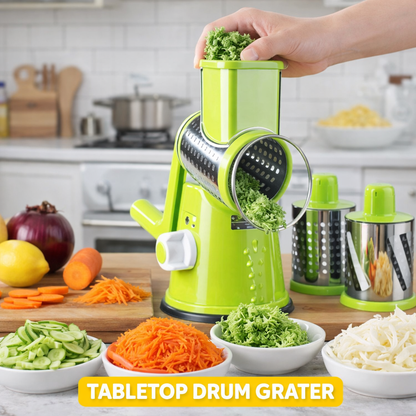 3 in 1 Vegetable Cutter – Multifunctional Rotary Drum Slicer, Cheese Grater & Peeler - Saadiq.pk