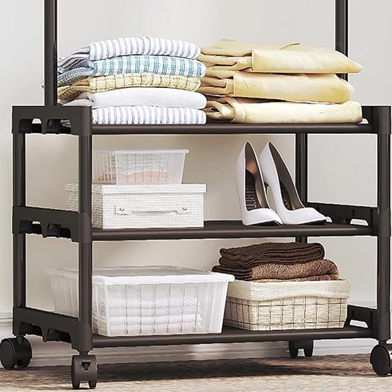 3 - Layer Attachable Clothes Organizer with Wheels | Multi - Tier Laundry Drying Rack | Space - Saving Clothes Dryer Stand - Saadiq.pk