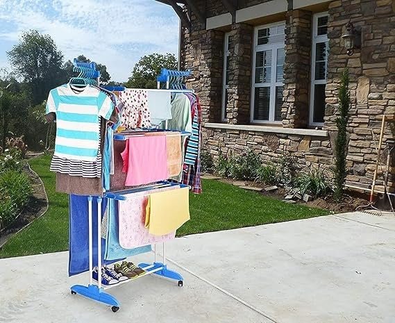 3 - Layer Clothes Hanger – Adjustable Freestanding Garment Organizer - Saadiq.pk