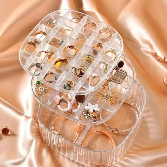 3 Layers Acrylic Transparent Jewellery Organizer – Storage Box - Saadiq.pk