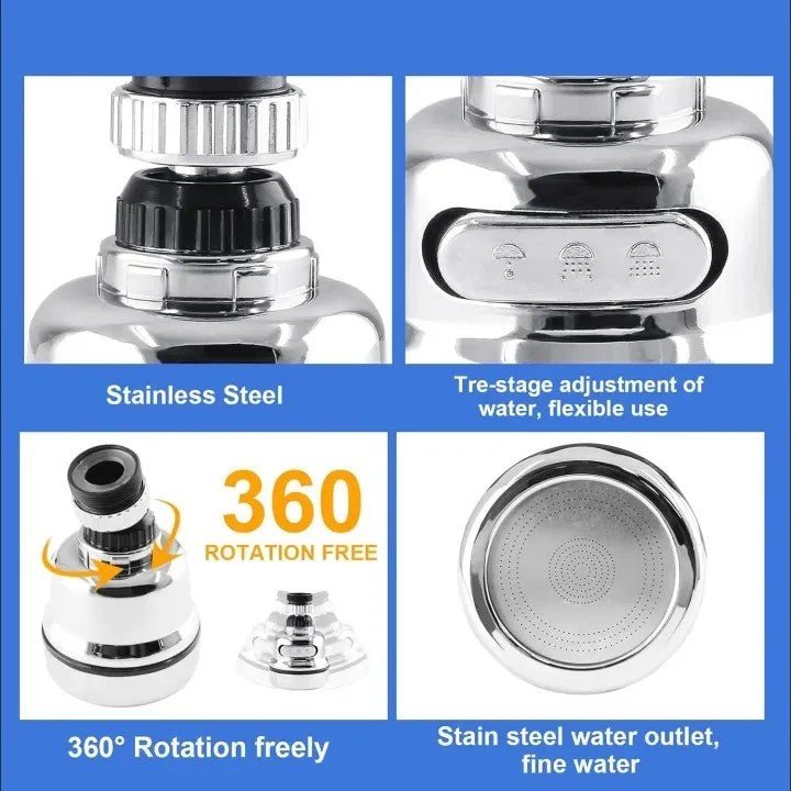 3 Mode Faucet Tap – Adjustable Kitchen Sink Water Saving Nozzle - Saadiq.pk