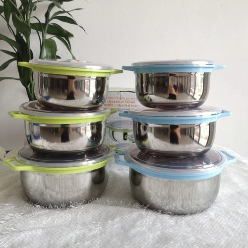 3 - Piece Stainless Steel Mixing Bowls – Durable & Multi - Purpose Kitchen Set - Saadiq.pk