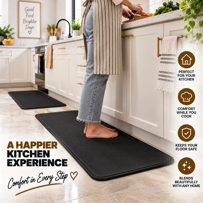 2PC Anti Slip Water Absorbent Runner With Mat – Rustic Wood