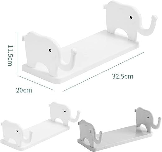 Elephant Wall Mounted Storage Shelf – No Drill Adhesive Kitchen & Bathroom Organizer