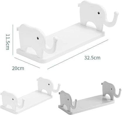Elephant Wall Mounted Storage Shelf – No Drill Adhesive Kitchen & Bathroom Organizer