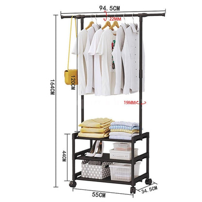 3/2 - Layer Floor - Standing Clothes Rack – Multi - Layer Garment Organizer - Saadiq.pk