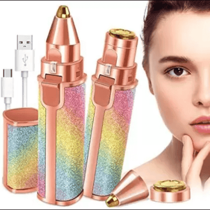 2-in-1 Eyebrow Trimmer & Facial Hair Remover – Painless USB Rechargeable Shaver for Women