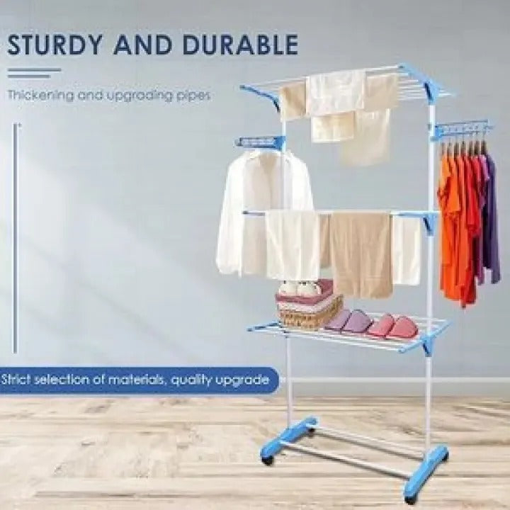 Multi-Functional 3 Layer Foldable Cloth Drying Rack (Size:(1680 X 550 X 1200mm ))