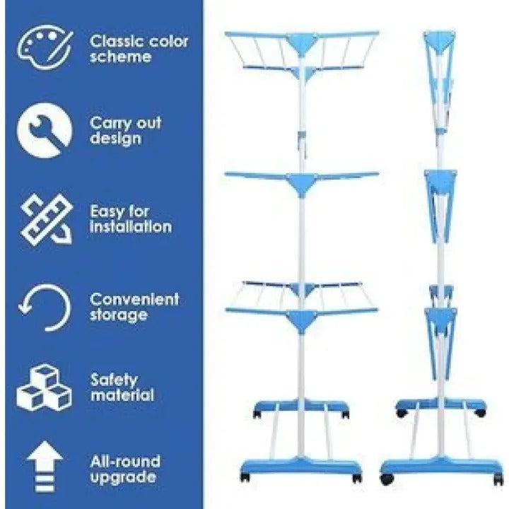 Multi-Functional 3 Layer Foldable Cloth Drying Rack (Size:(1680 X 550 X 1200mm ))