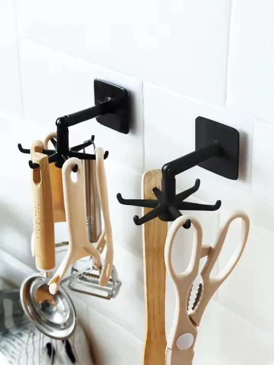 360 Degree Rotating Kitchen Hook Rack – No Drill Six Claw Wall Mounted Hanger - Saadiq.pk