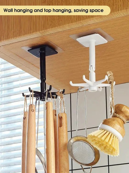 360 Degree Rotating Kitchen Hook Rack – No Drill Six Claw Wall Mounted Hanger - Saadiq.pk
