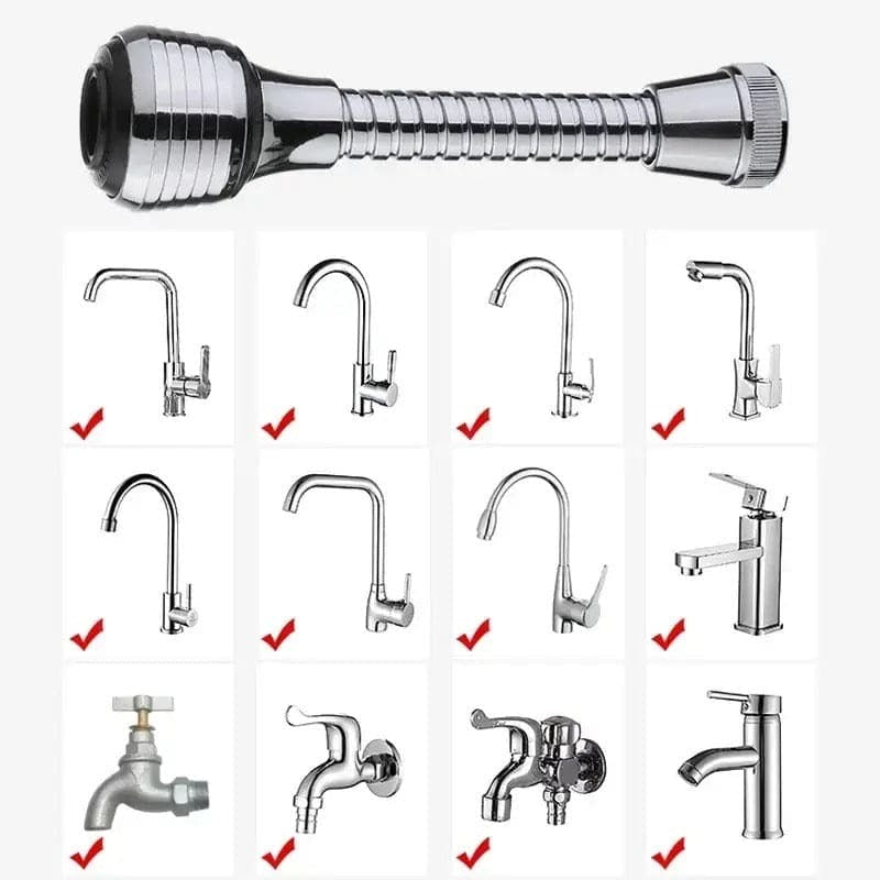 360° Flexible Faucet Nozzle – Dual Spray Kitchen & Bathroom Tap Extender - Saadiq.pk