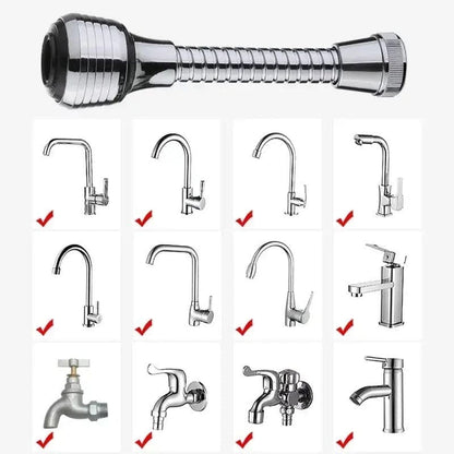 360° Flexible Faucet Nozzle – Dual Spray Kitchen & Bathroom Tap Extender - Saadiq.pk