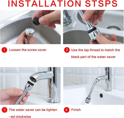 360° Flexible Faucet Nozzle – Dual Spray Kitchen & Bathroom Tap Extender - Saadiq.pk