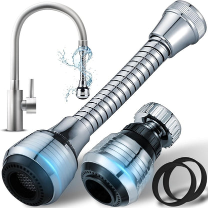 360° Flexible Faucet Nozzle – Dual Spray Kitchen & Bathroom Tap Extender - Saadiq.pk