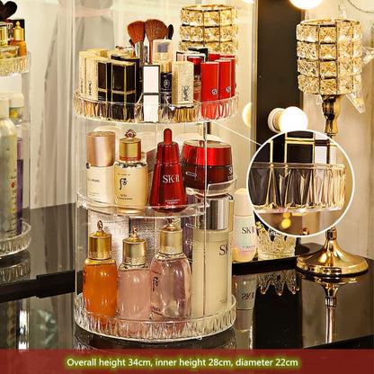 360° Rotating Acrylic Makeup Organizer Stand – Multi - Layer Cosmetic Storage - Saadiq.pk