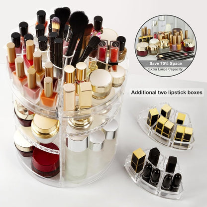 360° Rotating Acrylic Makeup Organizer Stand – Multi - Layer Cosmetic Storage - Saadiq.pk