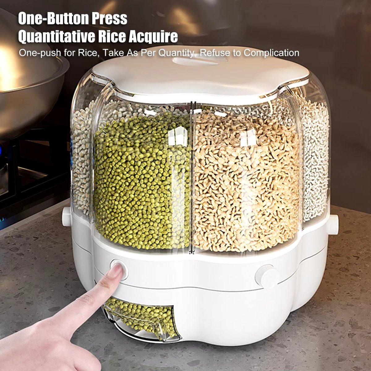 360° Rotating Grain & Cereal Dispenser – Kitchen Storage Organizer - Saadiq.pk