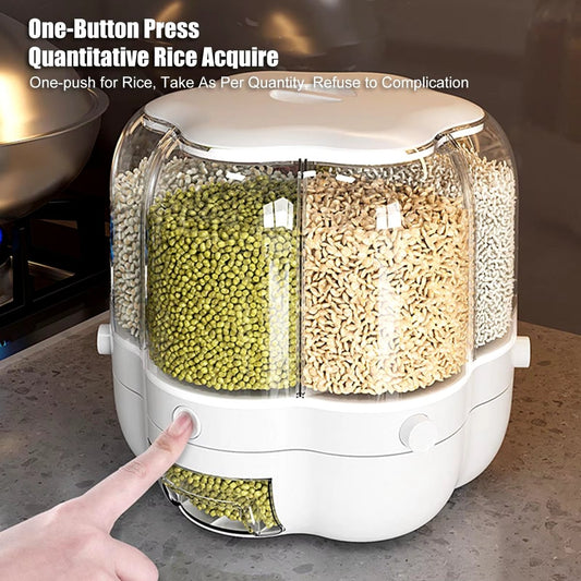 360° Rotating Grain & Cereal Dispenser – Kitchen Storage Organizer - Saadiq.pk