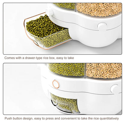 360° Rotating Grain & Cereal Dispenser – Kitchen Storage Organizer - Saadiq.pk