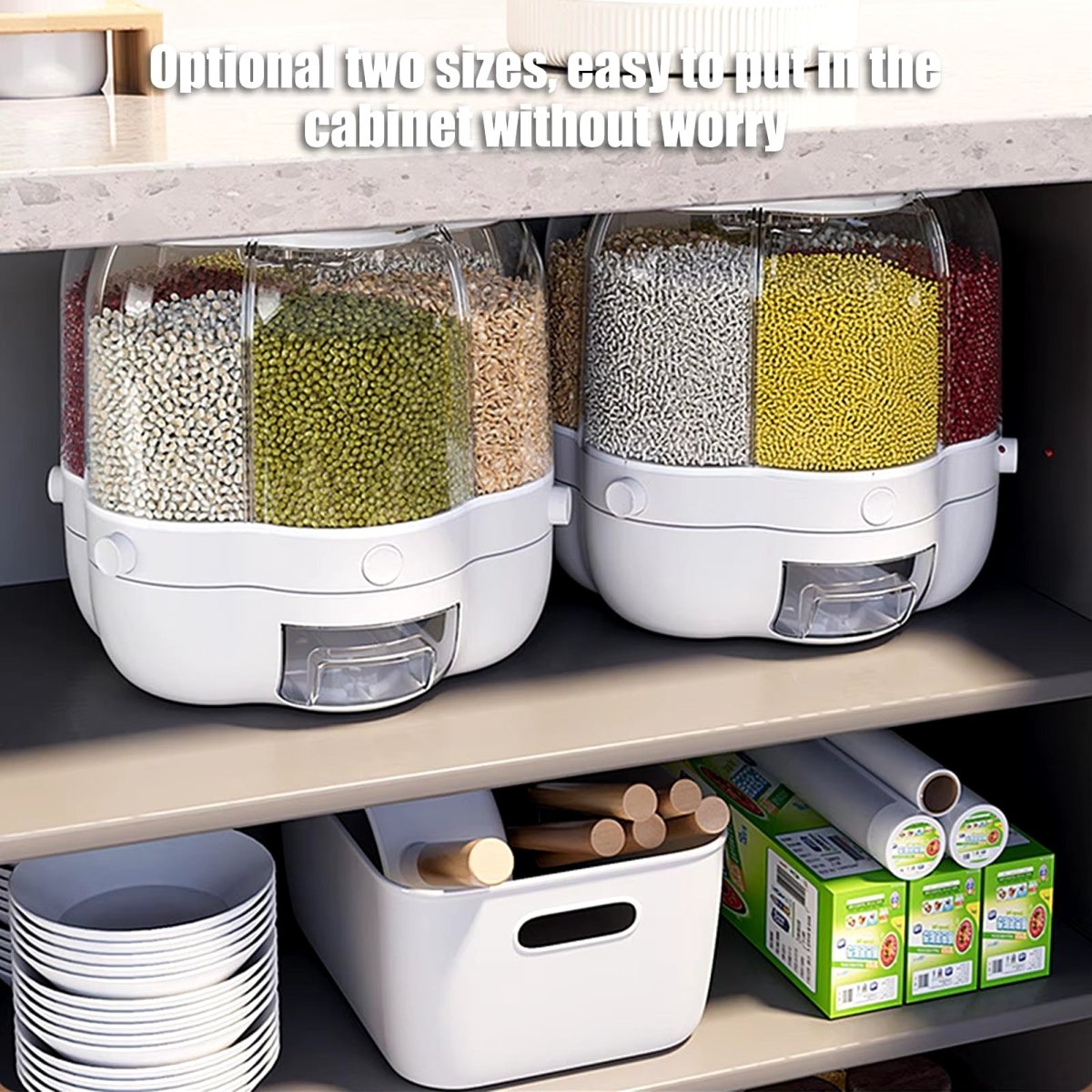 360° Rotating Grain & Cereal Dispenser – Kitchen Storage Organizer - Saadiq.pk
