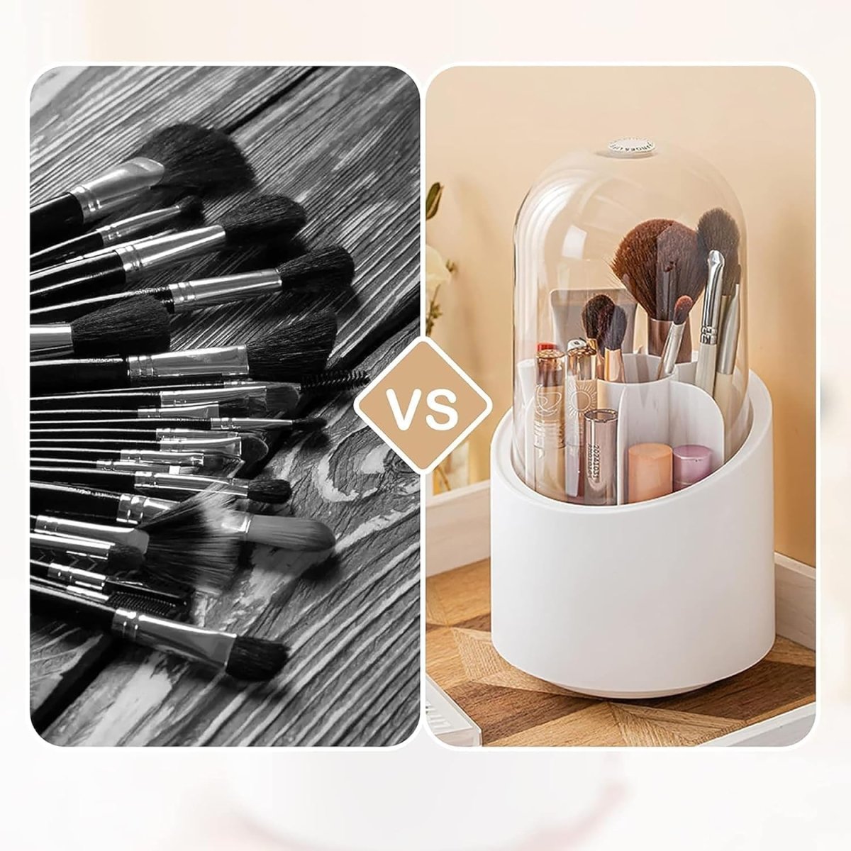 360° Rotating Makeup Brush Holder – Cosmetic Organizer Storage Box - Saadiq.pk