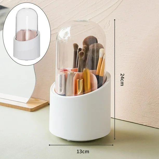 360° Rotating Makeup Brush Holder – Cosmetic Organizer Storage Box - Saadiq.pk