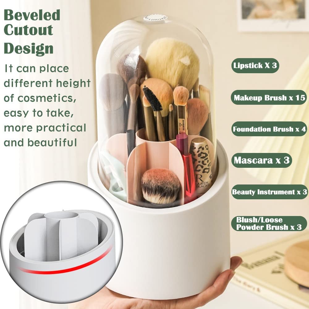 360° Rotating Makeup Brush Holder – Cosmetic Organizer Storage Box - Saadiq.pk