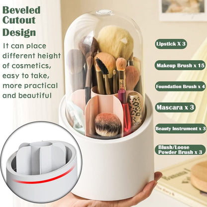 360° Rotating Makeup Brush Holder – Cosmetic Organizer Storage Box - Saadiq.pk