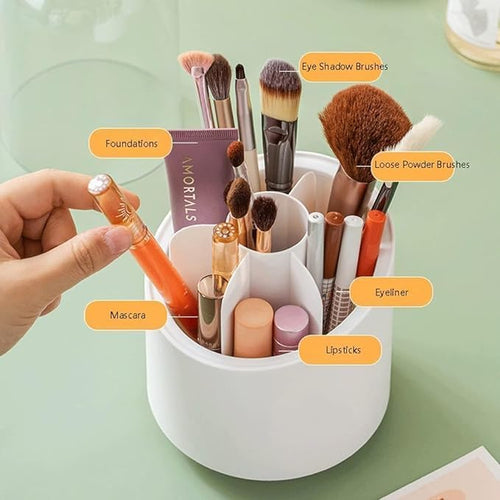360° Rotating Makeup Brush Holder – Cosmetic Organizer Storage Box - Saadiq.pk