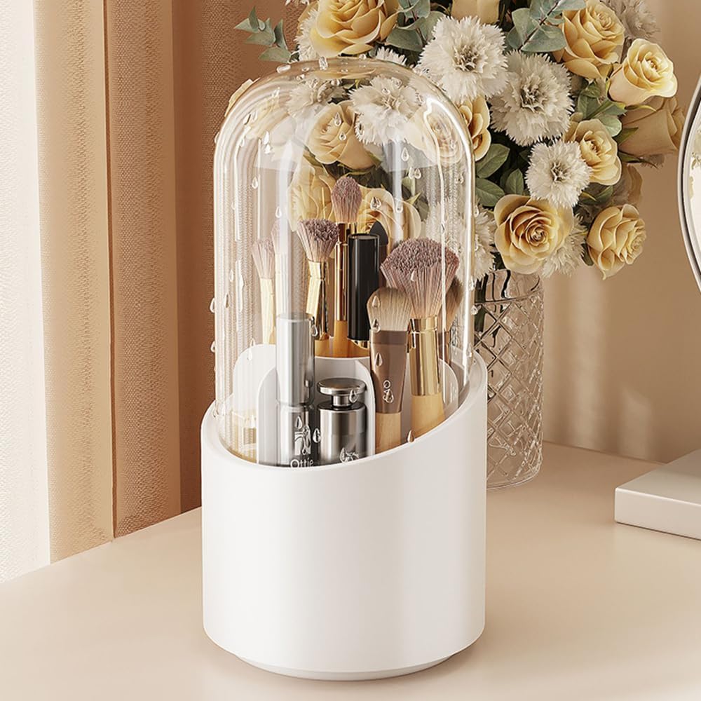 360° Rotating Makeup Brush Holder – Cosmetic Organizer Storage Box - Saadiq.pk