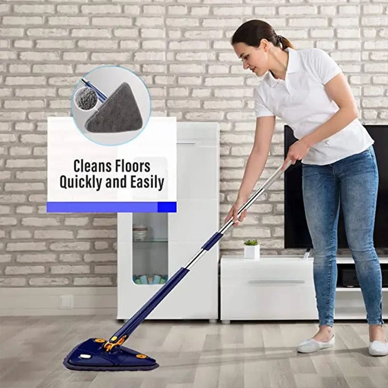 360° Rotating Triangular Mop | Corner Cleaning Flat Mop with Long Handle - Saadiq.pk