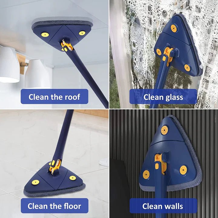 360° Rotating Triangular Mop | Corner Cleaning Flat Mop with Long Handle - Saadiq.pk