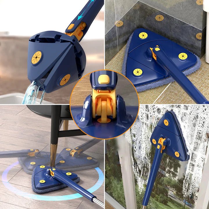 360° Rotating Triangular Mop | Corner Cleaning Flat Mop with Long Handle - Saadiq.pk