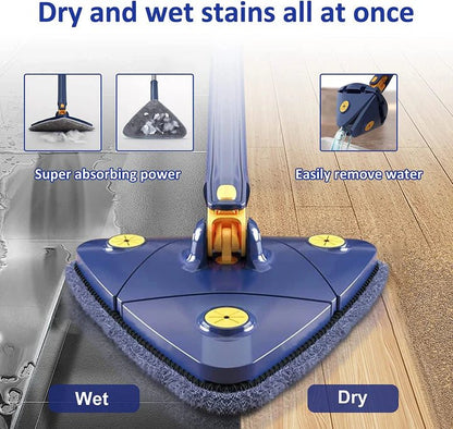 360° Rotating Triangular Mop | Corner Cleaning Flat Mop with Long Handle - Saadiq.pk