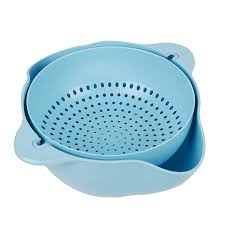 360° Rotation Double Drain Basket – Detachable Colander & Mixing Bowl - Saadiq.pk
