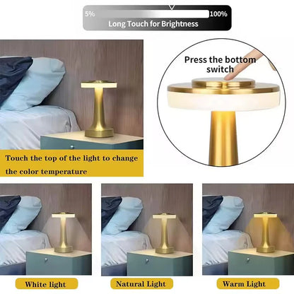 3 Color Temperature Dimming Table Lamp – Rechargeable LED Touch Lamp