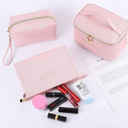 Large Capacity 3 Pcs PU Travel Cosmetic Bag