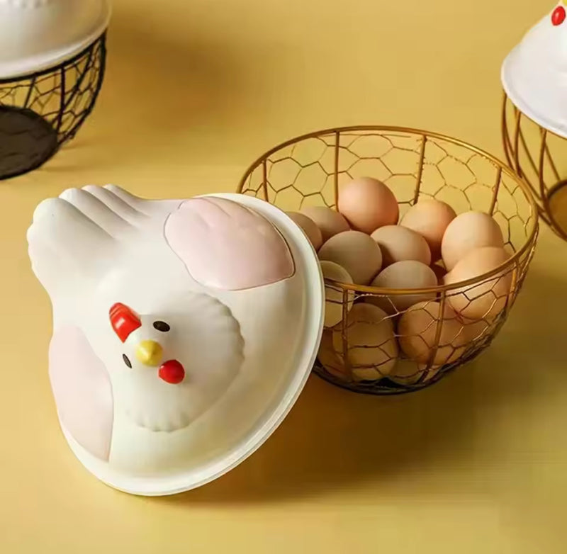 Hen Egg Basket with Lid – Large Capacity Holder