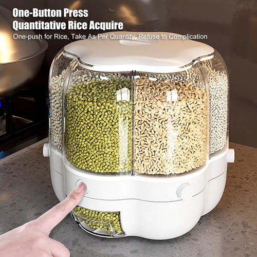 360° Rotating Grain & Cereal Dispenser – Kitchen Storage Organizer