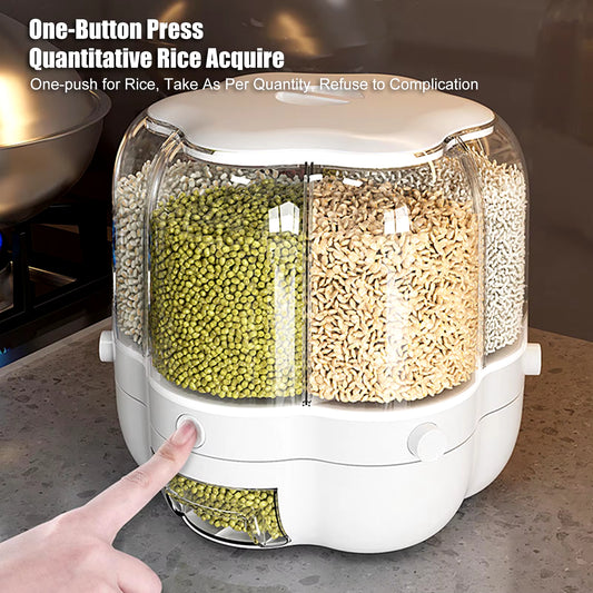360° Rotating Grain & Cereal Dispenser – Kitchen Storage Organizer