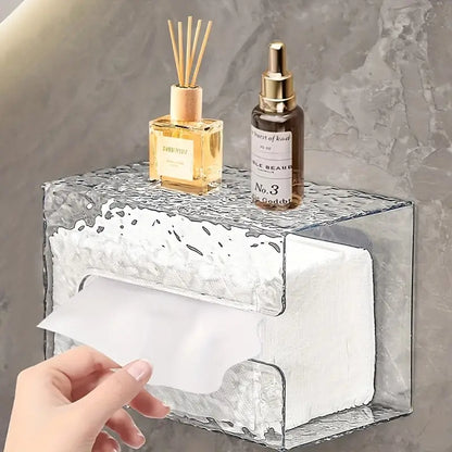 Multifunctional Glacier Pattern Tissue Box – Wall Mounted Acrylic Dispenser